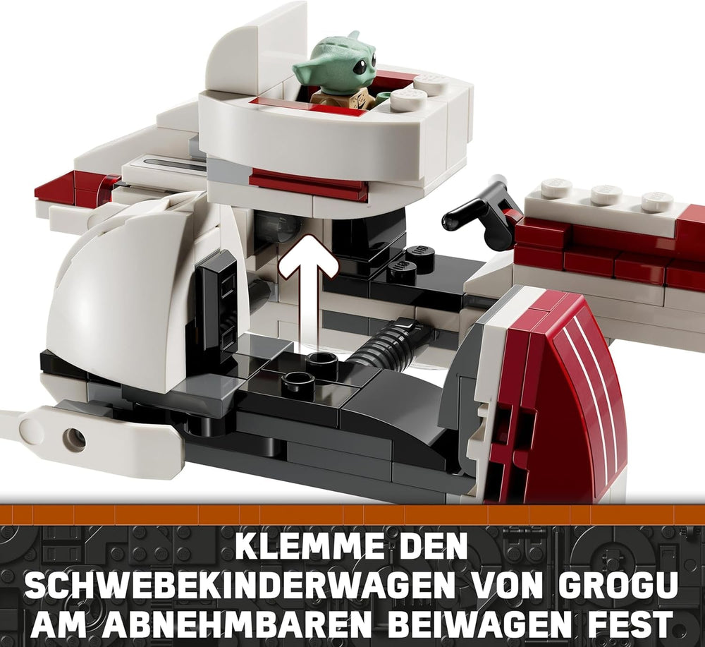 LEGO Star Wars Escape With The BARC Speeder, Mandalorian-sættet, Legetøjscykel med sidevogn, Indeholder figurerne Kelleran Beq og Grogu, Gave til drenge og piger fra 8 år 75378 Byggesæt Beuche den LEGO-Store