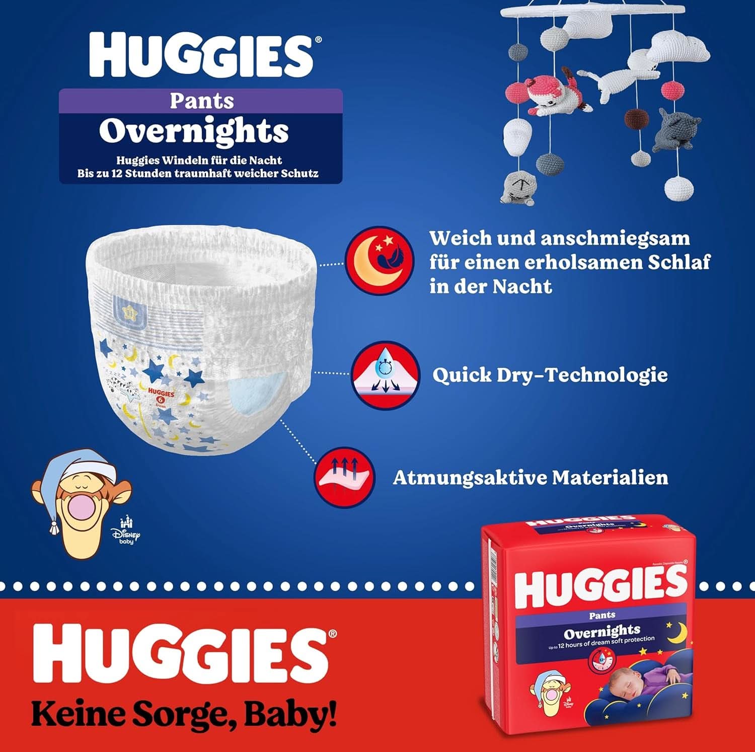 Pantaloni de noapte Huggies Mărimea 4 (9-14 kg), Cutie lunară pentru scutece, 104 bucăți Mama si Copilul Naty Shop