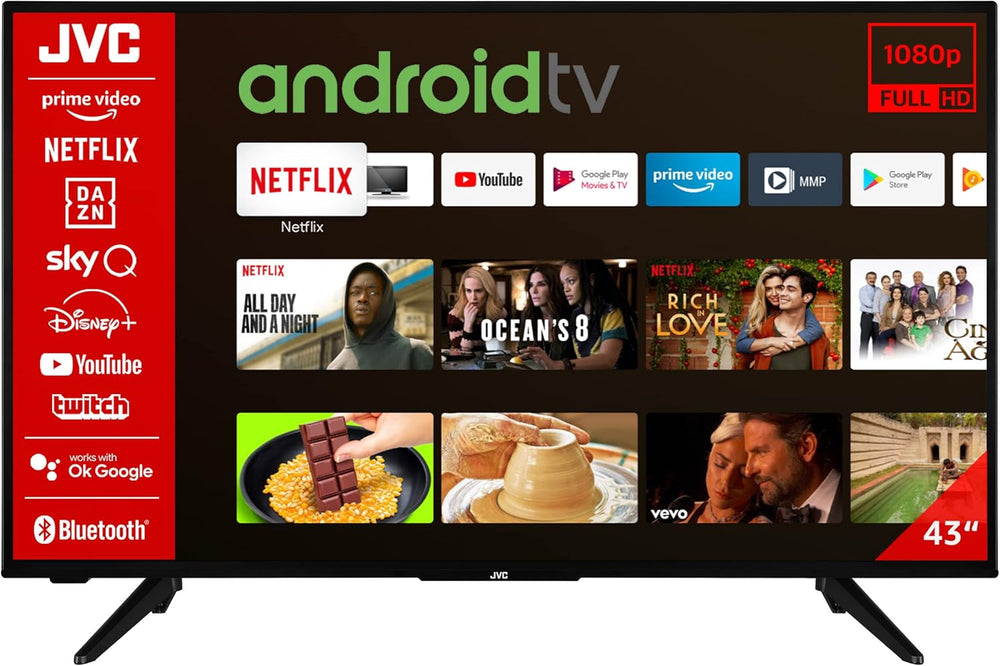 Televizor JVC QLED, 32 de inci, Full HD, Android, Smart TV (HDR, triplu tuner, Bluetooth), LT-32VQF545A