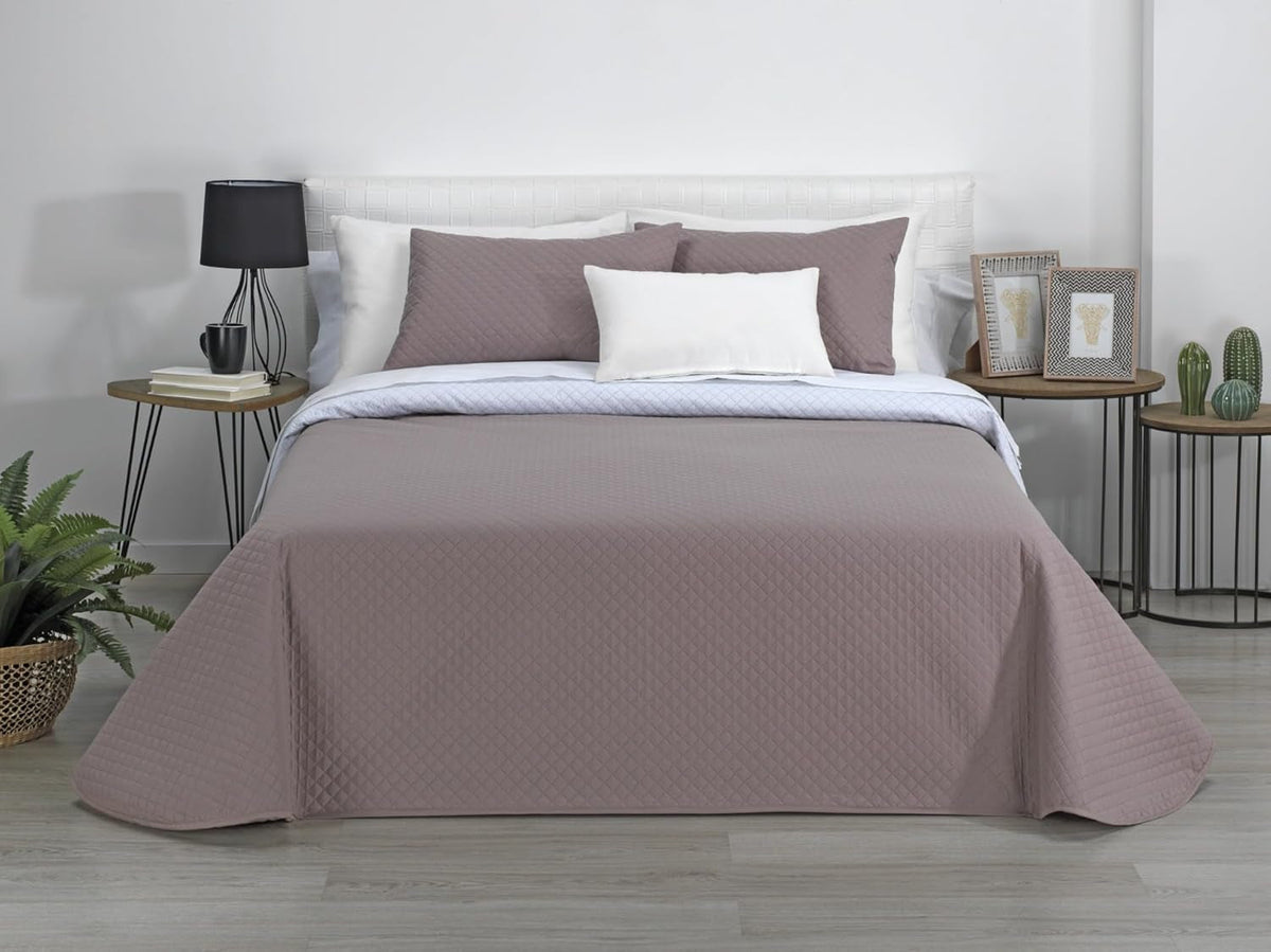 Estoralis | AVA | Cuvertură Boutique Reversibilă | Pentru Toate Anotimpurile | Culoare - Alb/Taupe | Pentru Pat 180 Cm. (270 X 270 Cm. Ancho X Alto) | Cuvertură cu matlasare Plapumi si pilote Naty Shop Titlu implicit