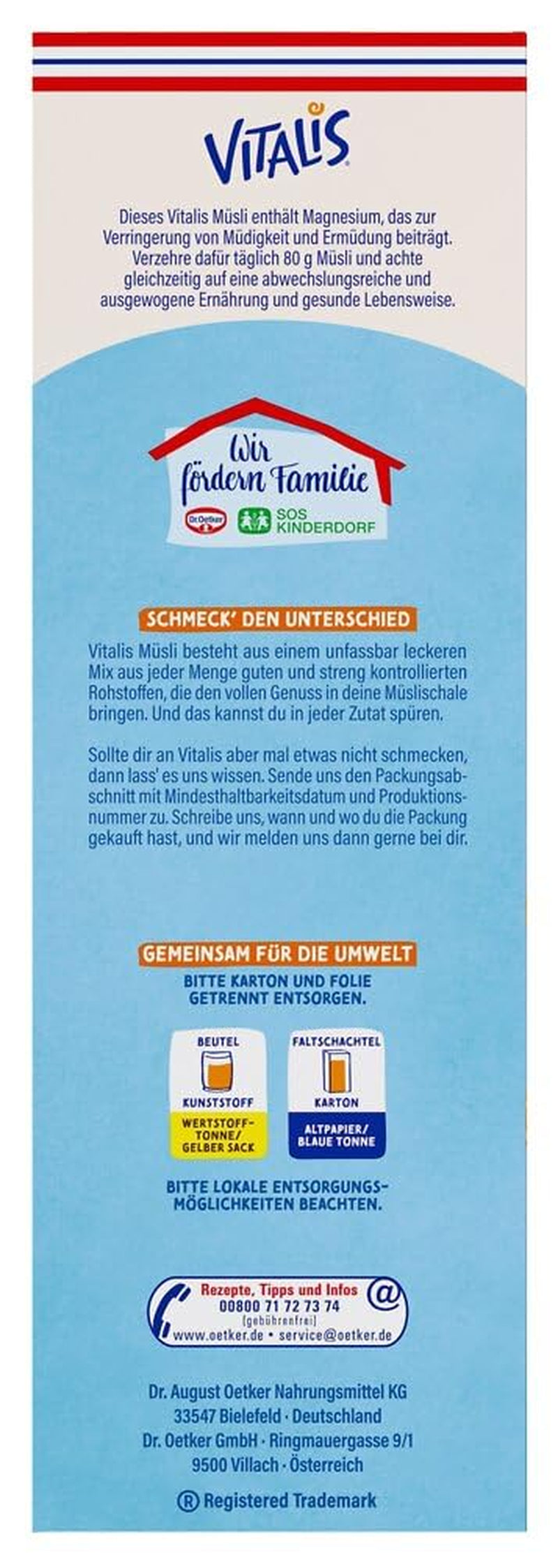 Dr. Oetker Vitalis Less Sweet Crunchy Pure: Crunchy müsli med 30 % mindre sukker, pakke med 5 (5 x 600 g)