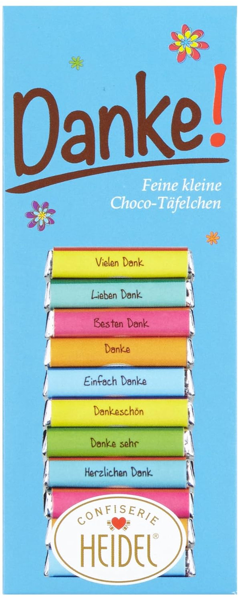 Heidel Thank You mælkechokoladebarer 3x80g, 16 minibarer á 5g pr. pakke, Forskellige udtryk for taknemmelighed, Udsøgt gaveidé