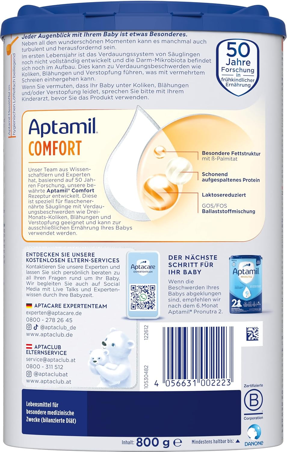 Aptamil Comfort - Speciel formel fra fødslen - 1 x 800 g