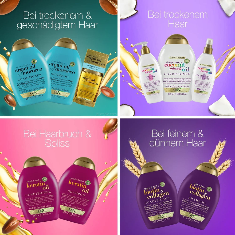 OGX Coconut Miracle Oil Conditioner, Fugtgivende balsam til hårpleje med kokosolie, 385 ml OGX Hair Care