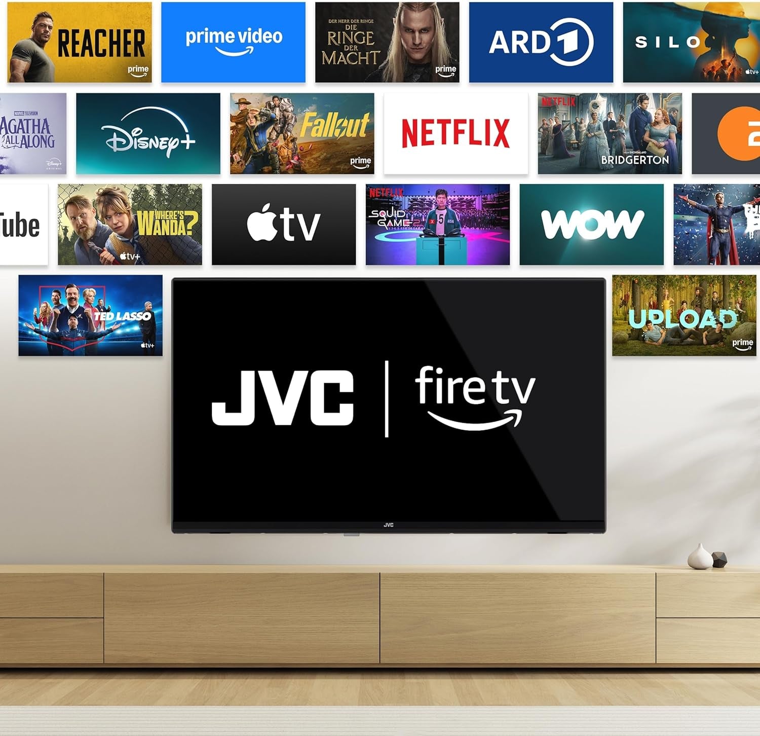 JVC Fire TV de 40 de inci, Smart TV Full HD, HDR, cu control vocal Alexa și tuner triplu, televizor LED LT-40VRF3555 (2026)