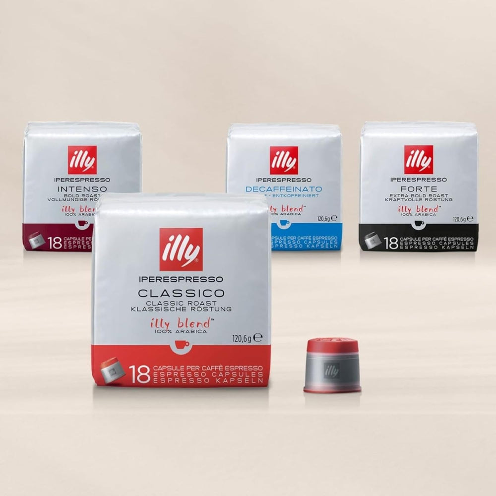 illy, Iperespresso Kapseln CLASSICO, 100 % Arabica mit Noten von Orangenblüten und Jasmin, Sanfter Geschmack und Süßer Nachgeschmack, 6 Packungen à 18 Kapseln (Insgesamt 108 Kapseln)