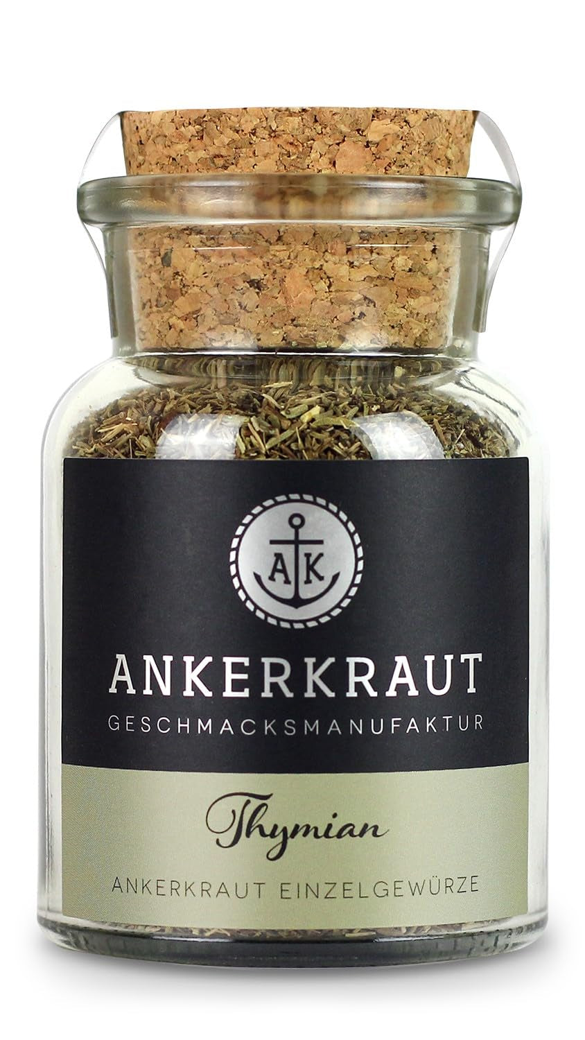 Ankerkraut Timian, gerebelt, Mediterranes Gewürz, 30g im Korkenglas