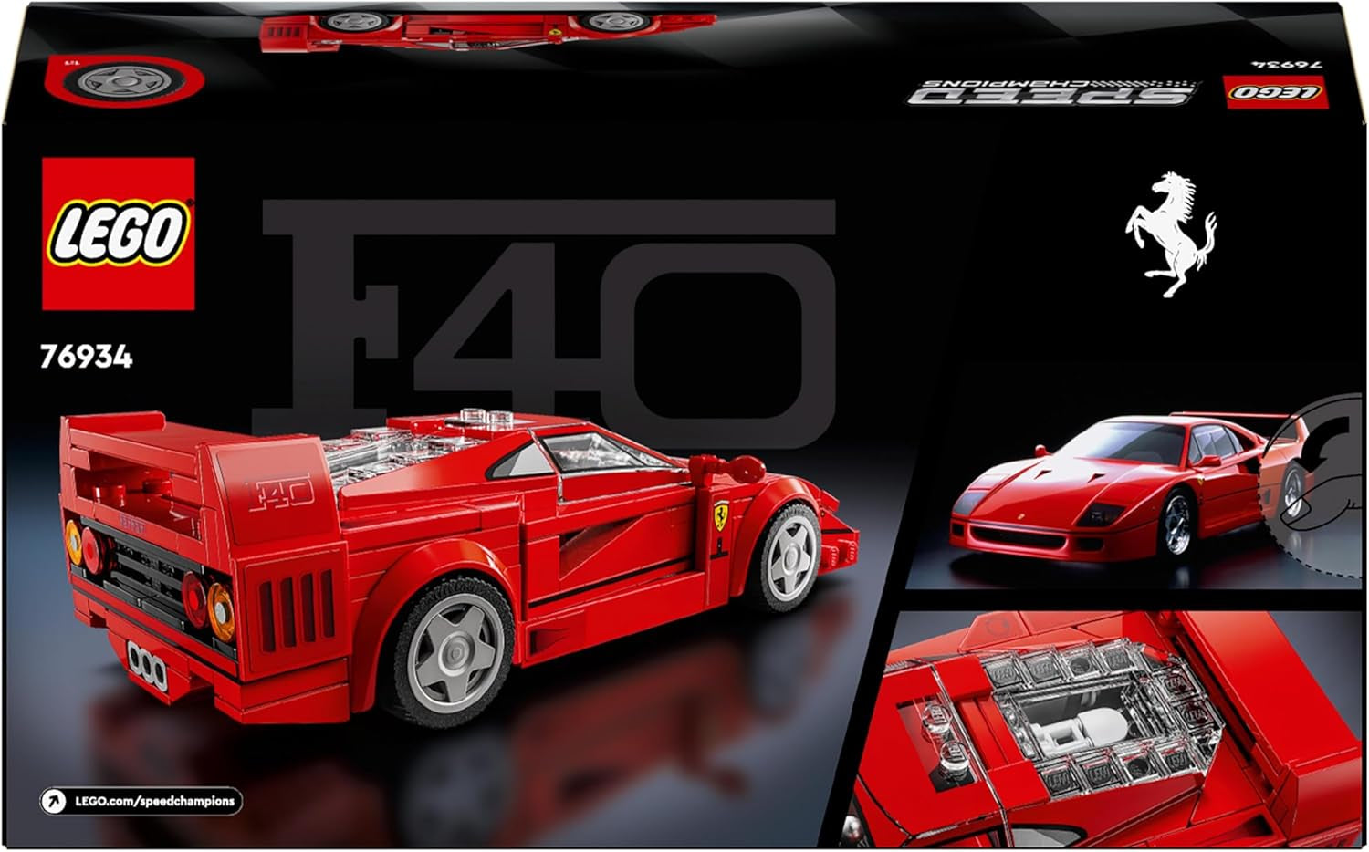 LEGO Speed Champions Ferrari F40 Super Sports Car, Legesæt med bygbar legetøjsbil og minifigurdriver, Samling byggesæt til børn, gave til drenge og piger 76934 Byggesæt Besuche den LEGO-Store
