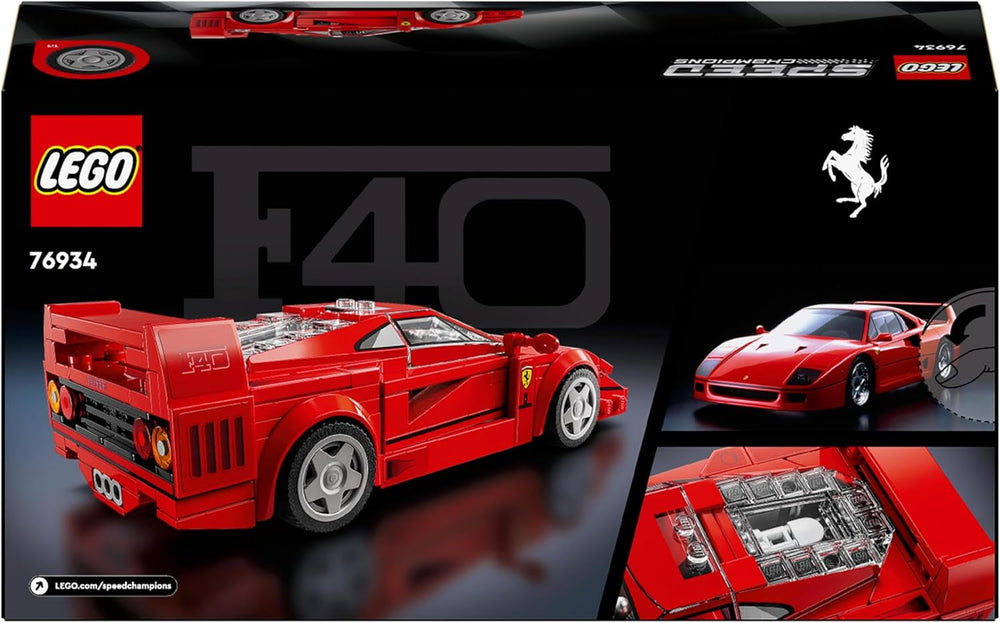 LEGO Speed Champions Ferrari F40 Super Sports Car, Legesæt med bygbar legetøjsbil og minifigurdriver, Samling byggesæt til børn, gave til drenge og piger 76934 Byggesæt Besuche den LEGO-Store