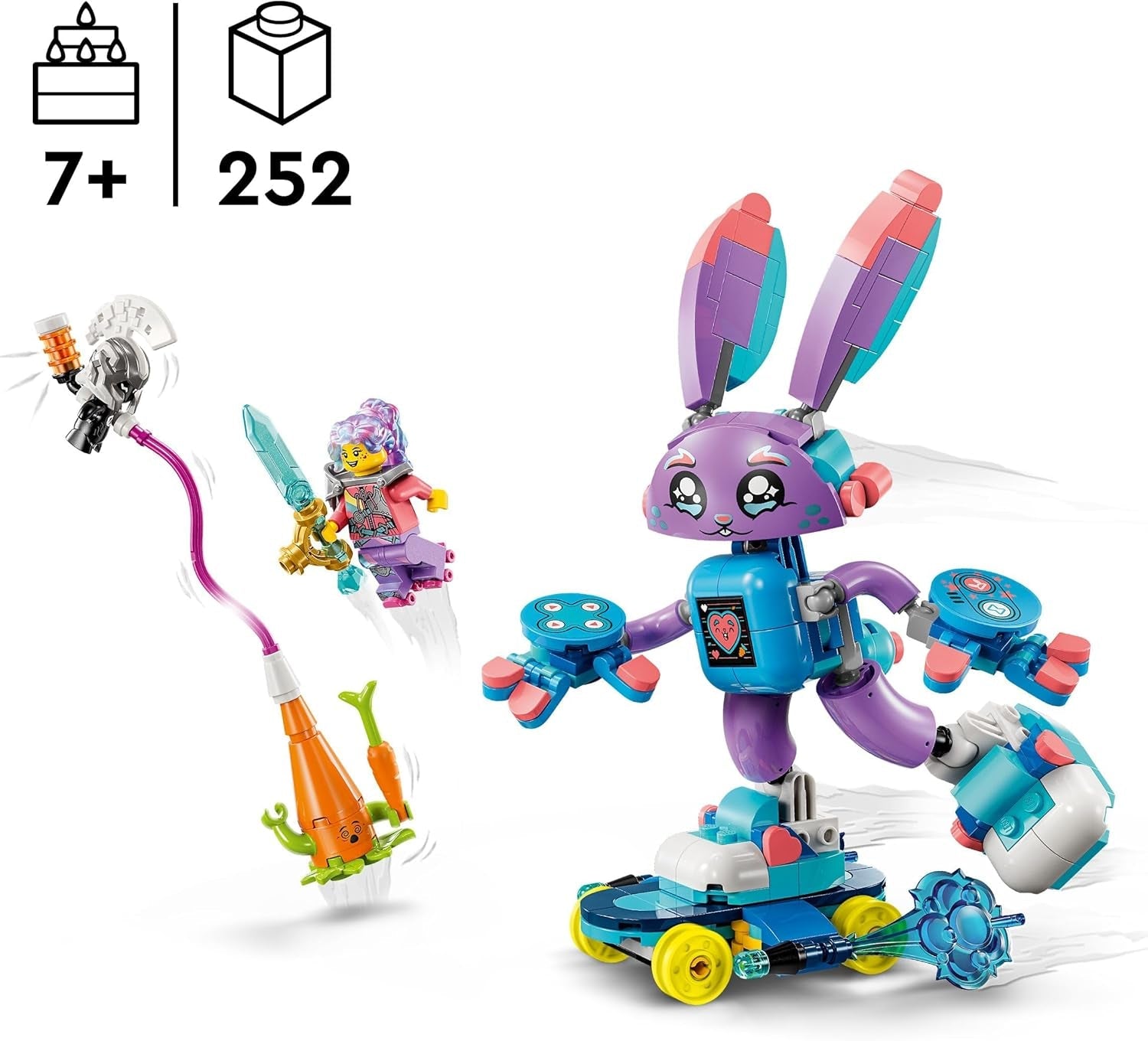 LEGO Dreamzzz Izzie og Bunchurro Spillekaninen, legetøj til børn fra 7+, 2-i-1 legesæt med helteminifigur og cyberling for en fantasifuld legeoplevelse 71490 byggesæt Besuche den LEGO-Store