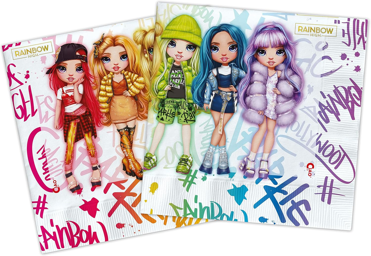 - Șervețele de hârtie compostabile Rainbow High (33 X 33 Cm, pânză dublă), 20 bucăți, multicolore, 24070