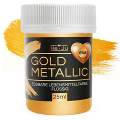 Colorant alimentar lichid auriu metalic He-Ju 25ml, sclipici comestibil pentru băuturi și alimente (auriu metalic, 25ml)