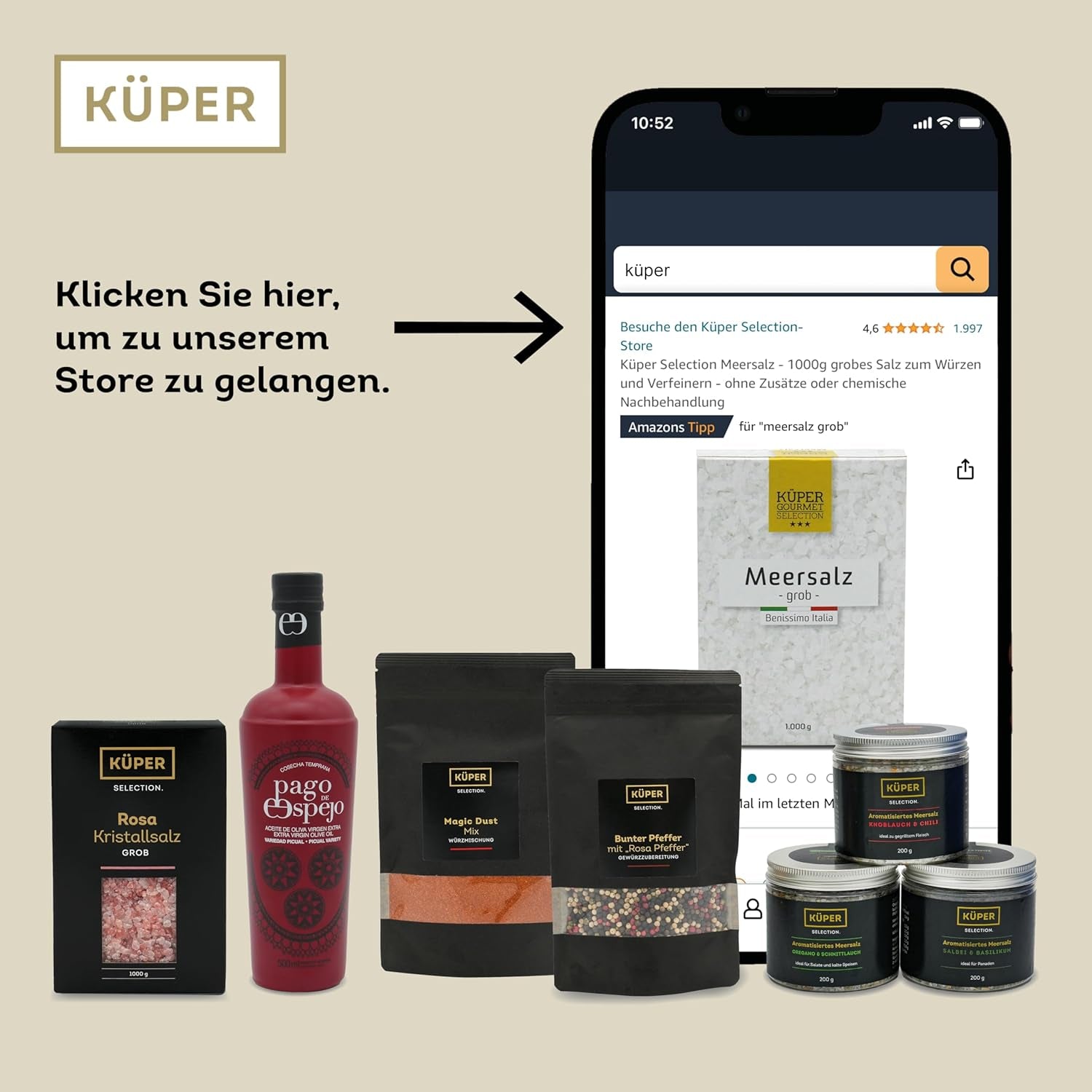 Küper Selection 1000g Kristallsalz rosa fein - rosa Speisesalz zum Würzen und Verfeinern - 100% natürliches Salz