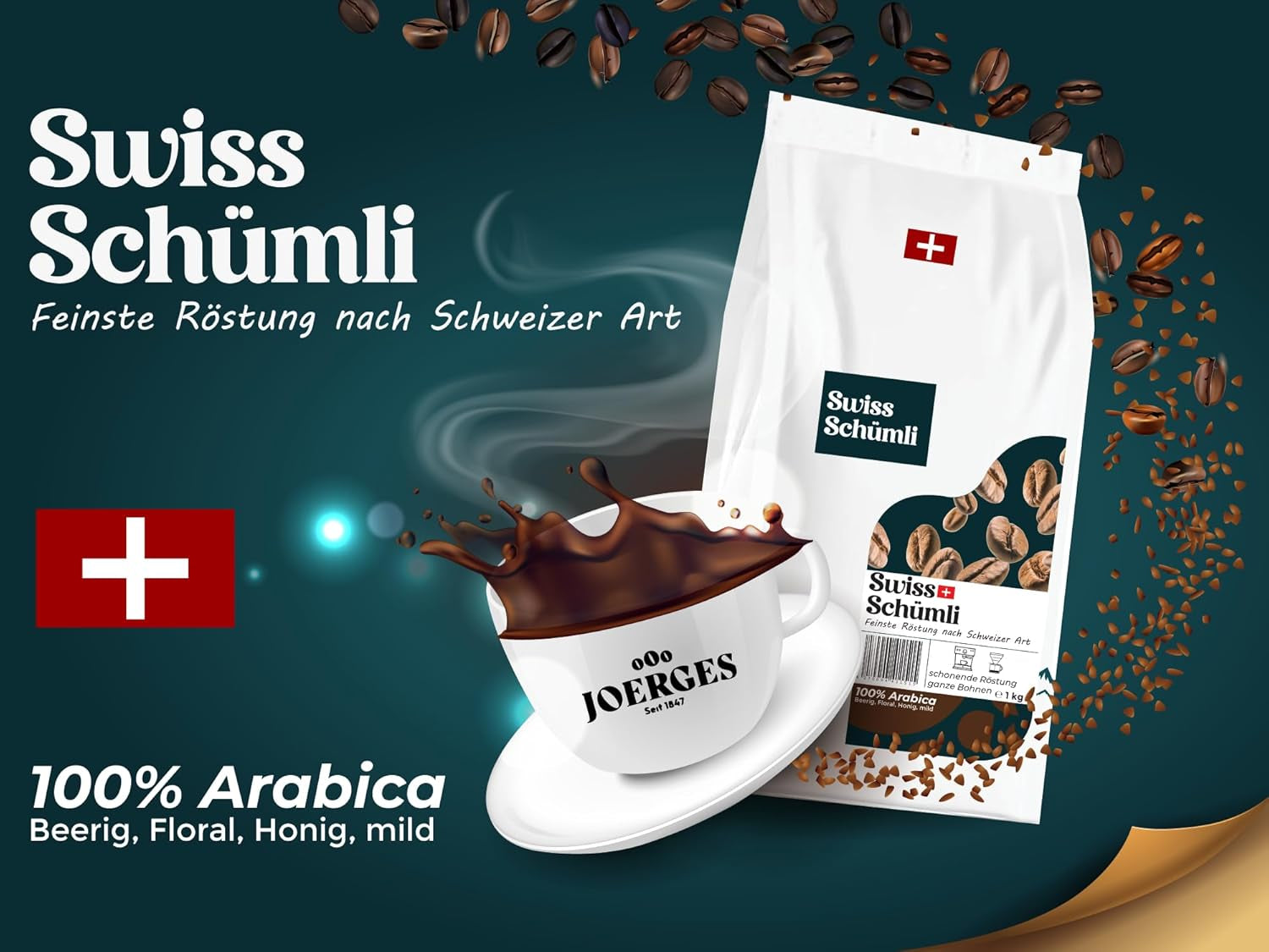 Din peste 175 de ani de experiență: Boabe de cafea Schwiizer Schüümli Swiss Schümli 1kg – Prăjire ușoară pentru o cafea Schümli fină, cremă perfectă, intensitate 2/5, aciditate 1/5 – pentru o adevărată savurare a cafelei