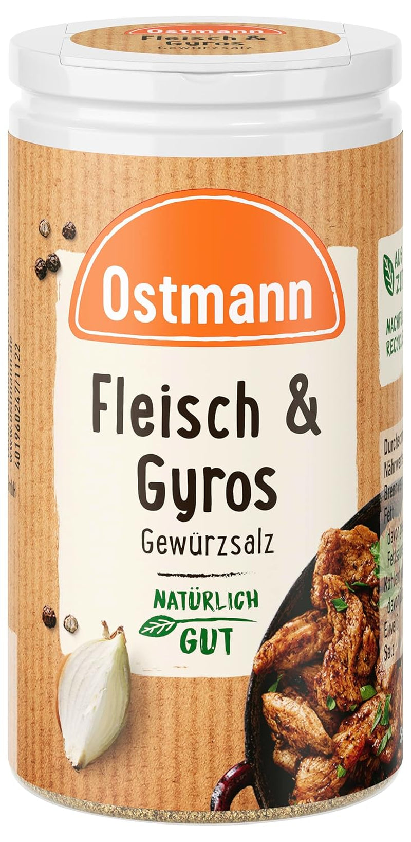 Ostmann Gewürze - Fleisch & Gyros Gewürzsalz | Pikantes Gewürz mit Mediterraner Note for gegrilltes und gebratenes Fleisch | Mit praktischem Streuaufsatz | 50 g i en si