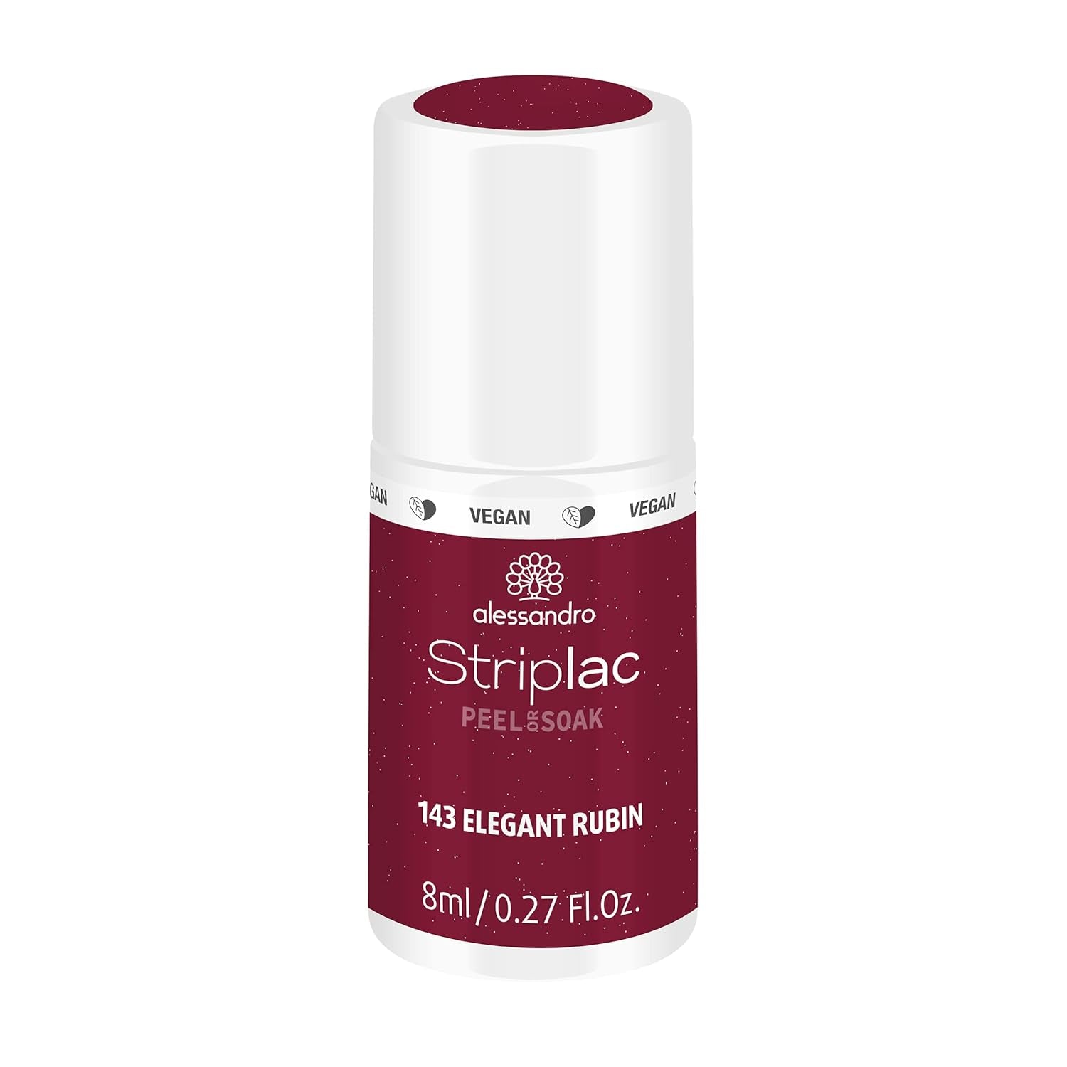 UV neglelak alessandro Striplac Elegant Ruby - Delikat og langtidsholdbar - Nem fjernelse takket være peel-off fjernelsesteknologi - Vegansk og grusomhedsfri - 8 ml
