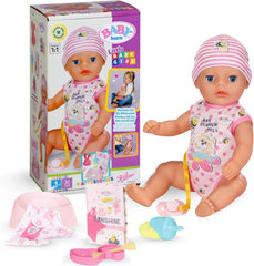 BABY Born Lena (Fetiță) - păpușă bebeluș 36 cm - 7 funcții, inclusiv accesorii și saltea - Funcționează complet fără baterii - Potrivită pentru copii mici de la 1 an