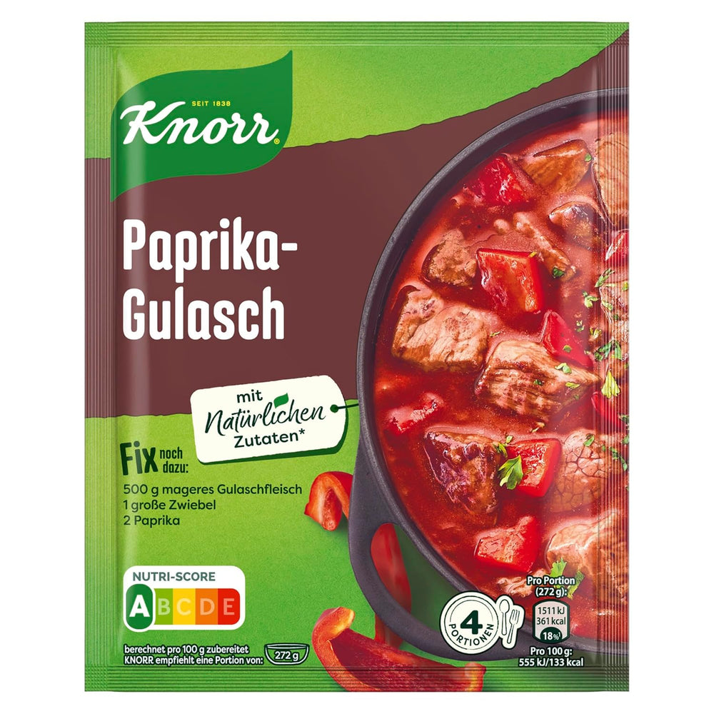 Knorr Fix Würzmischung Paprika-Gulash für ene leckeres Fleischgericht mit natürliche Ingredienten 4 Portionen