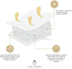 FAM Home Pernă 80X80 Set de 2 Microfibre moi - Pernă 80X80 Suferă de alergii Cu suport optim pentru gât și cap - Pernă interioară Respirabilă Reglarea umidității Antibacteriană Perne ortopedice cervicale Naty Shop