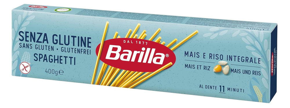 Glutenfri Barilla spaghetti nr. 5, lækre majs- og risretter – perfekt til personer med cøliaki eller glutenintolerance 400g