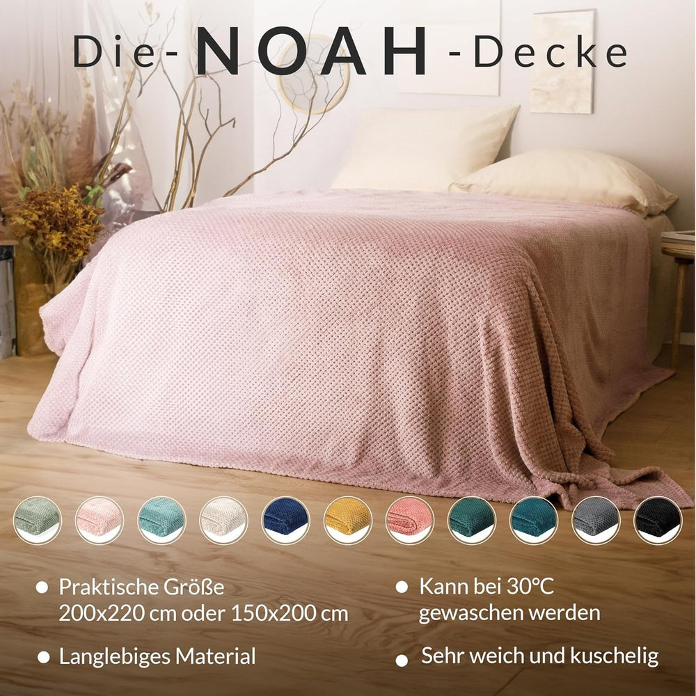 Sengetæppe HOMLA Noah 220 X 240 Cm - sengetæppe sofa behageligt tæppe - luftigt og blødt - grå polyester Senge og tæpper Besuche den HOMLA-Store
