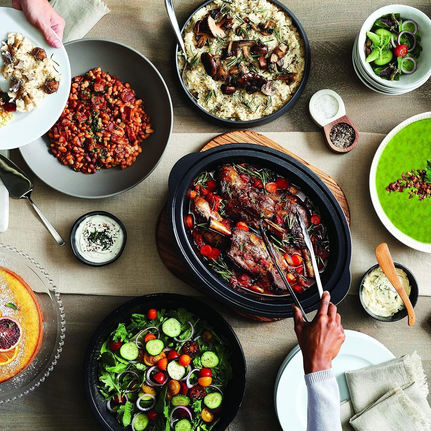 Slow cooker Crockpot,| 3,5 liter (3-4 personer), beholder til bruning af kød og grøntsager, rustfrit stål Slow Cooker Naty Shop