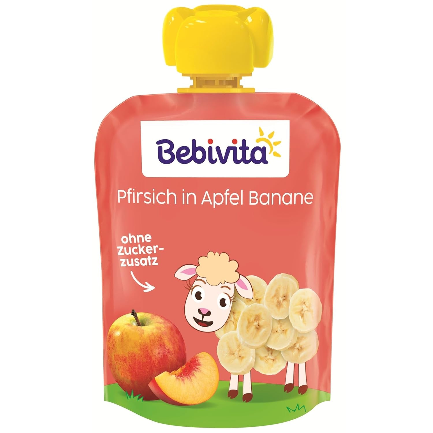 Peach-, æble- og bananposer - 16 (4 pakker, 4 x 90 g hver), uden tilsat sukker, glutenfri, ideel til take away-snacks og selvforbrugende