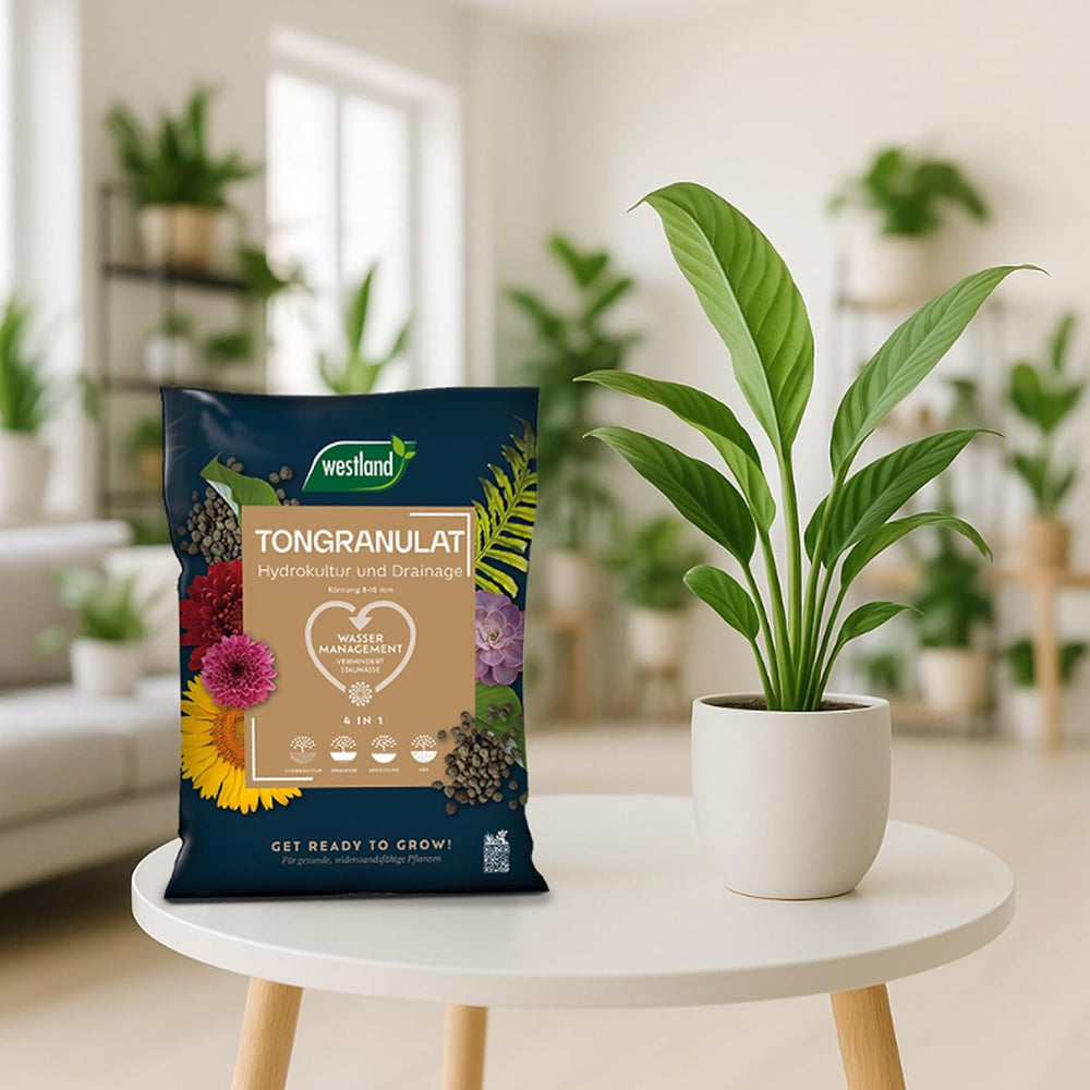 Westland Clay Granulat, 5 L - Granulat til planter ideel til hydroponics, dræningssubstrat uden kemiske tilsætningsstoffer, til indendørs og udendørs brug