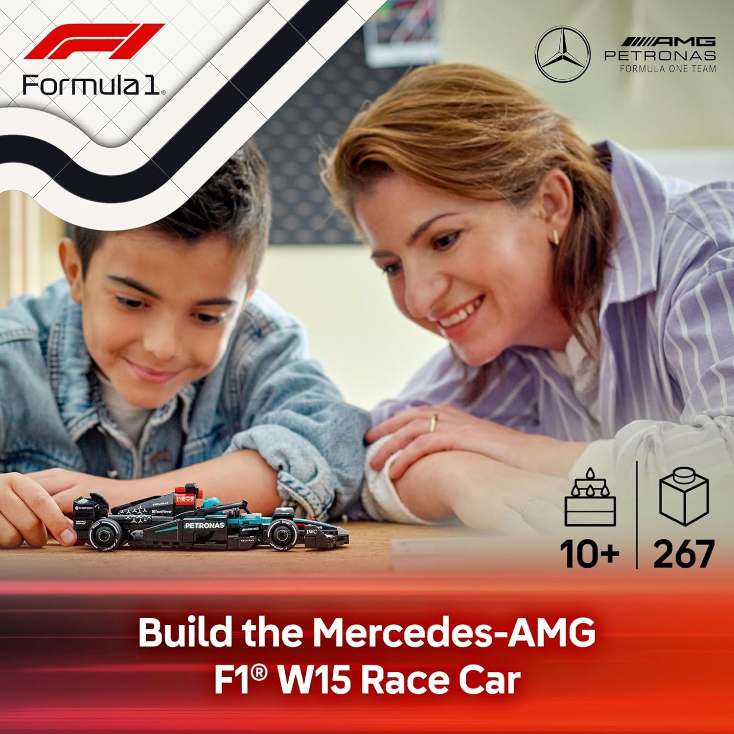 LEGO Speed Champions Mercedes-Amg F1 W15 Racerbil - Formel 1 minifigur legetøj - Samlerbar og bygbar bilmodel - Gave til drenge og piger 10+ eller voksne fans 77244 Byggesæt Besuche den LEGO-Store