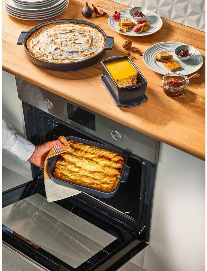 Peugeot Appolia Rechteckige Auflaufform Mit Griffen, Keramik, Schiefer / Grau, 8,3X40,5X27,2 Cm, Fassungsvermögen: Ca. 4 L, 60022 Matrite si tavi pentru copt Naty Shop