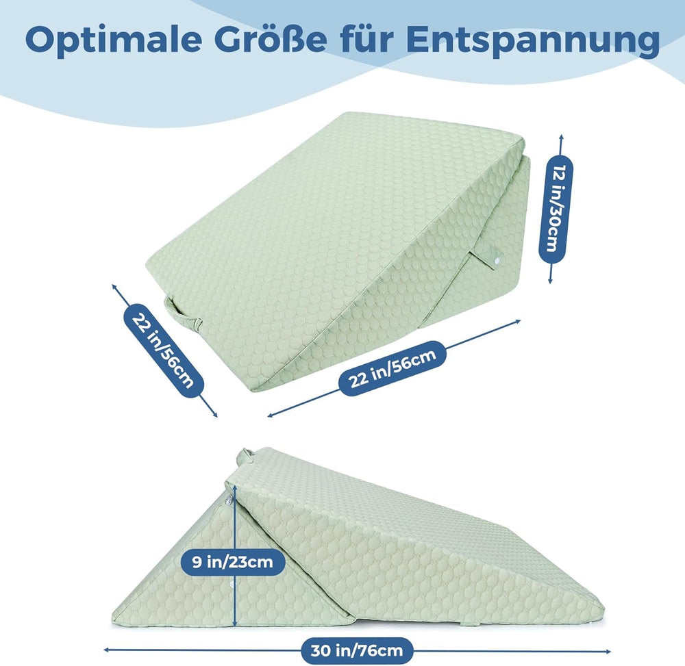 INFANZIA Pernă cu pană reglabilă, pernă de citit din spumă de înaltă densitate pentru pat și canapea, pernă ergonomică pentru cap cu pană de pat pentru apnee de reflux în somn, pernă pentru picioare/pernă pentru spate pentru joacă și citit (verde)