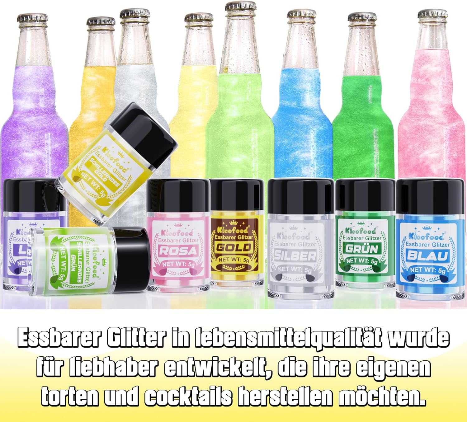 Kicofood, glitter comestibil, 5 grame, diverse culori Glitter Naty Shop