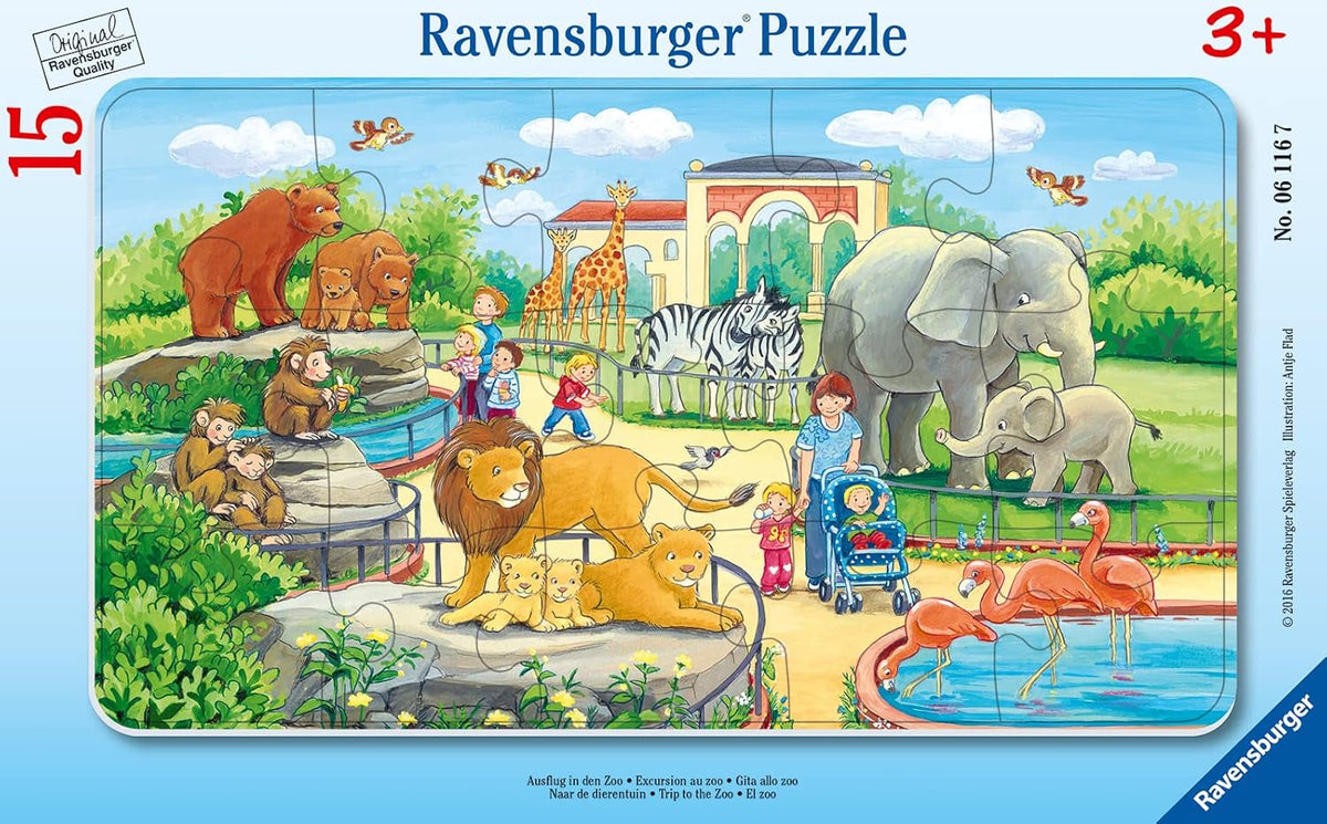 Ravensburger børnepuslespil - 06116 Zoo Trip - 15-delt puslespil til børn i alderen 3+ Puslespil Naty Shop Single