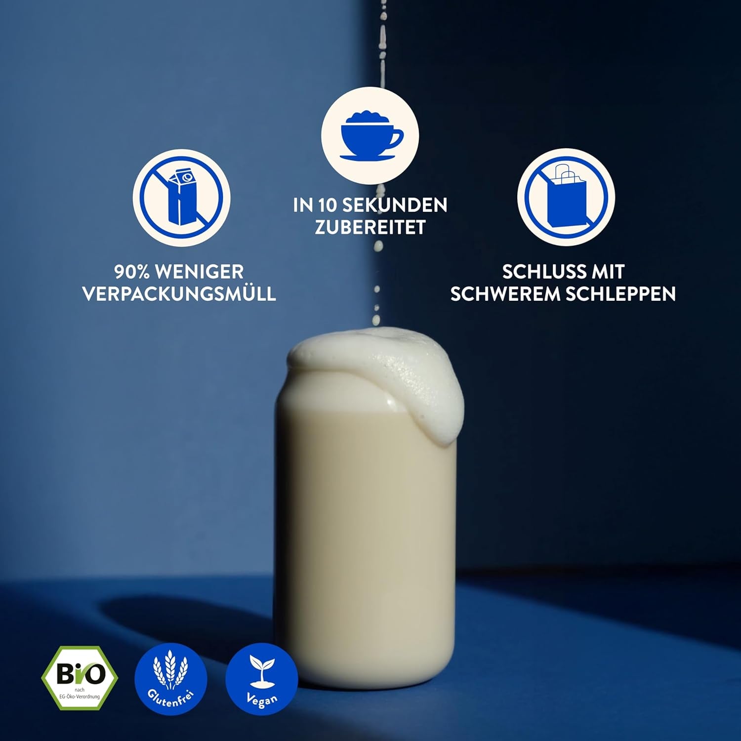 Blue Farm Pure Oat Base für bis zu 8 Liter Haferdrink zum Selbermischen – 100 % bedste Bio-Qualität – 100 % vegansk, laktosefri og glutenfri – 90 % weniger Verpackungmüll