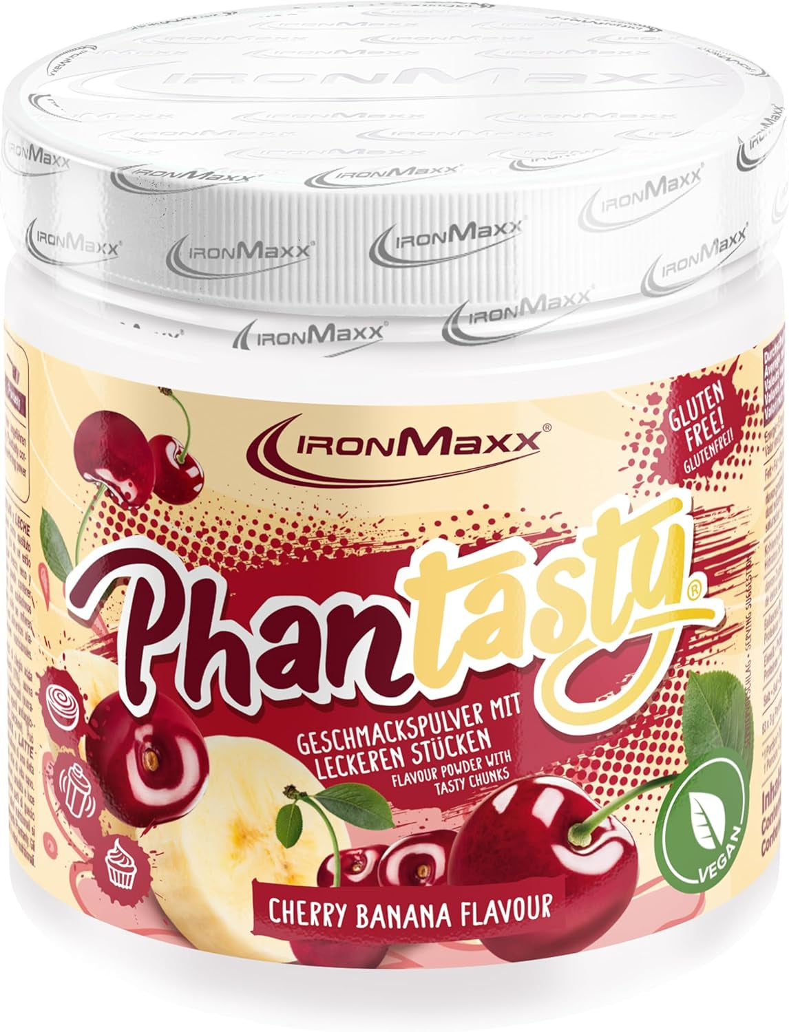Ironmaxx Phantasty - Creamy Peach 250G Dose | Veganes Geschmackspulver Mit Echten Frucht- Oder Nussstückchen | Perfekter Zuckerersatz Indulcitori Naty Shop 250 G (1Er Pack) Cherry Banana