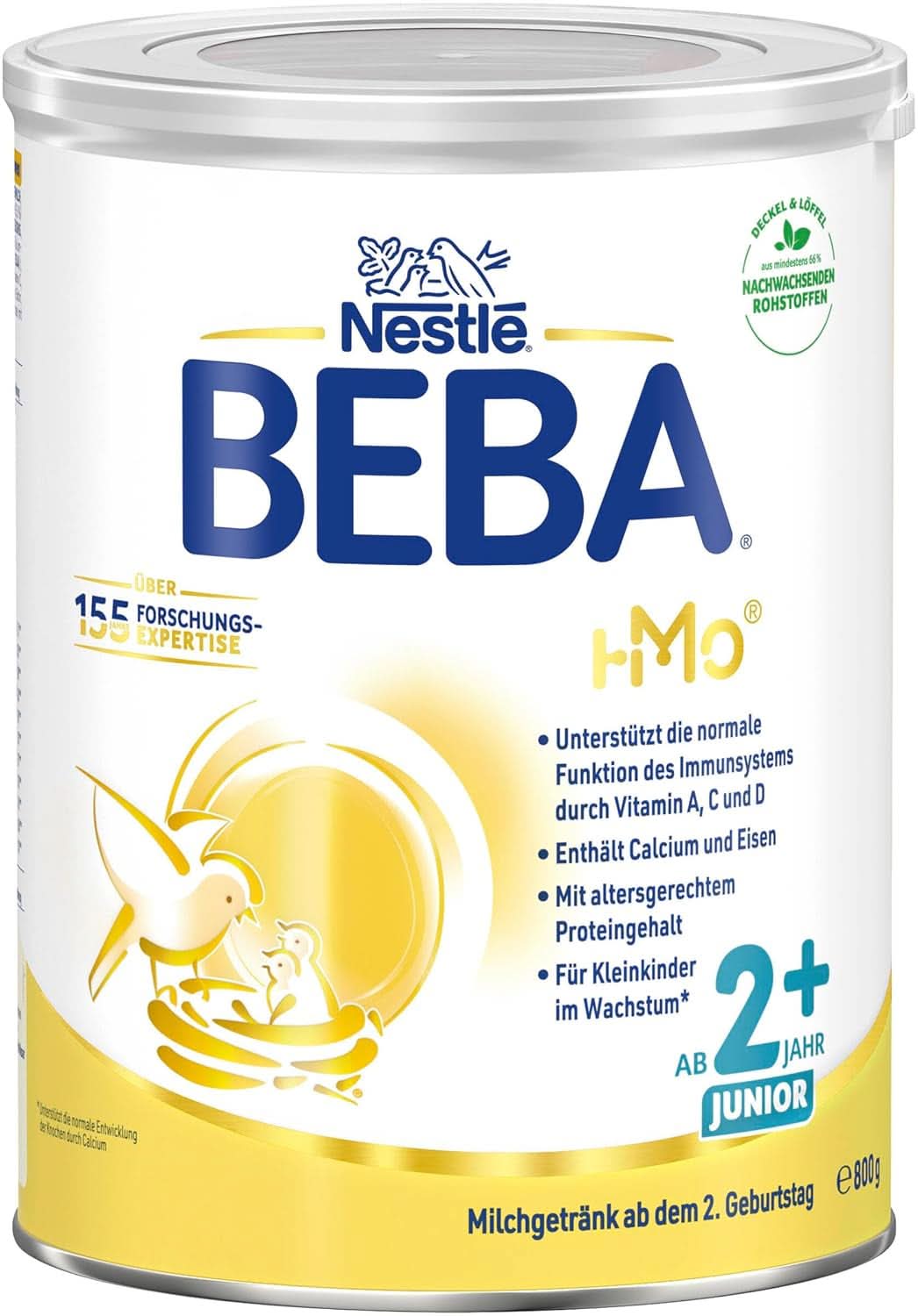 Nestle BEBA Junior 2+, fra 2 års fødselsdag, babymad med HMO 2'-FL, kun laktose, ingen palmeolie, pak 3 (3 x 800g) Mother and Baby Naty Shop