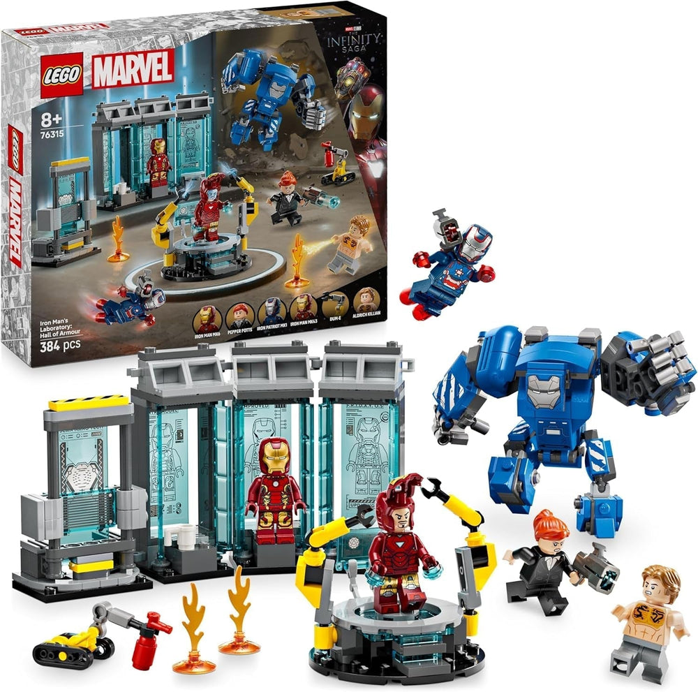 LEGO Marvel Iron Man's Laboratory: Hall of Armor - Superheltelegetøj med en mek-figur, 5 minifigurer inklusive Aldrich Killian - Avengers-gave til drenge og piger i alderen 8+ 76315 Byggesæt Beuche den LEGO-Store Standardtitel