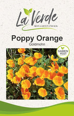 La Verde MIN HAVE OG MIG. California valmuefrø 'Poppy Orange' i ca. 250 planter, californisk valmue, langblomstrende frø, ikke-GMO