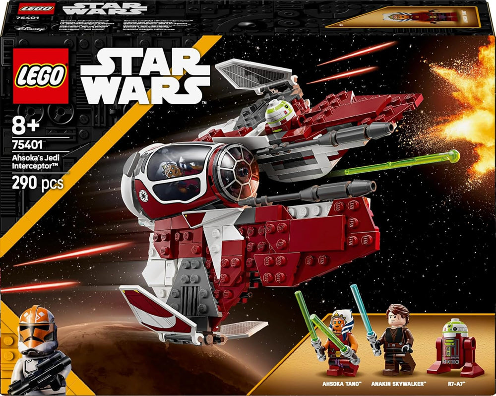 LEGO Star Wars 75401 Ahsokas Jedi Interceptor, Starfighter til Clone Wars-fans, Ahsoka Tano & Anakin Skywalker-minifigurer med lyssværd og R7-A7, til drenge og piger fra 8 år og opefter Byggesæt Beuche den LEGO-Store
