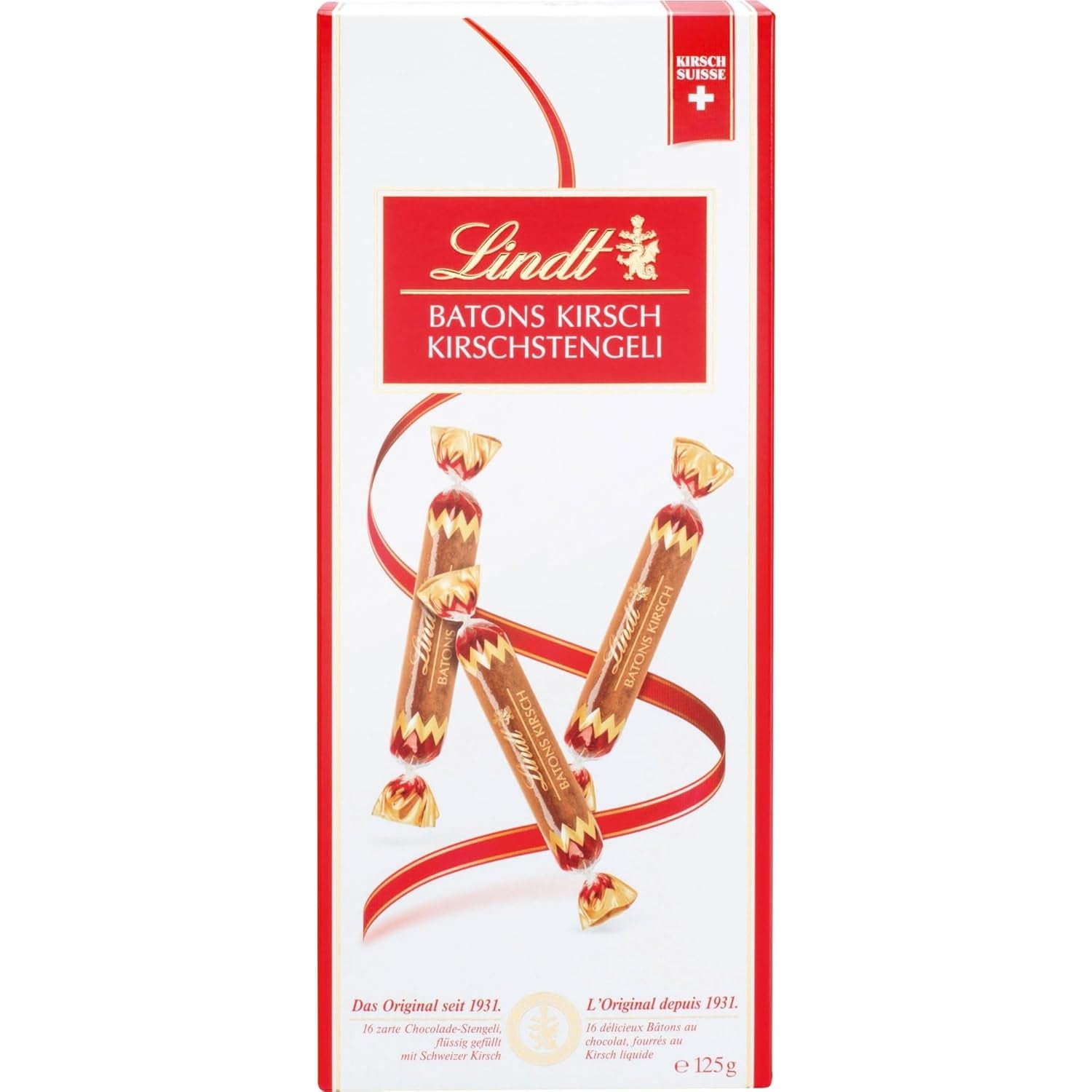 Lindt chokoladebarer med kirsebærstængler | 250 g 32 Swiss Cherry flydende fyldt mælkechokoladebarer | Gave af chokolade med alkohol | Chokolade gave