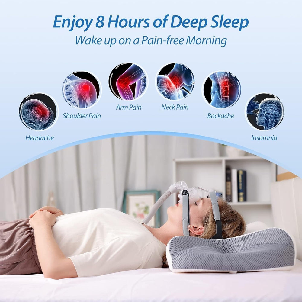 CPAP Memory Foam Cushion pentru toate măștile Cpap, pernă ergonomică pentru dormitorii laterali cu caneluri pentru măști Cpap și zonă de sprijin, reduce scurgerile de aer și presiunea măștii Perne ortopedice cervicale Naty Shop