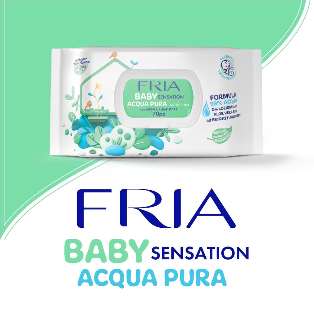 Baby Sensation Pure Water vådservietter, formuleret med 98 % renset vand til hudrensning, dermatologisk testet, økonomipakke med 840 servietter