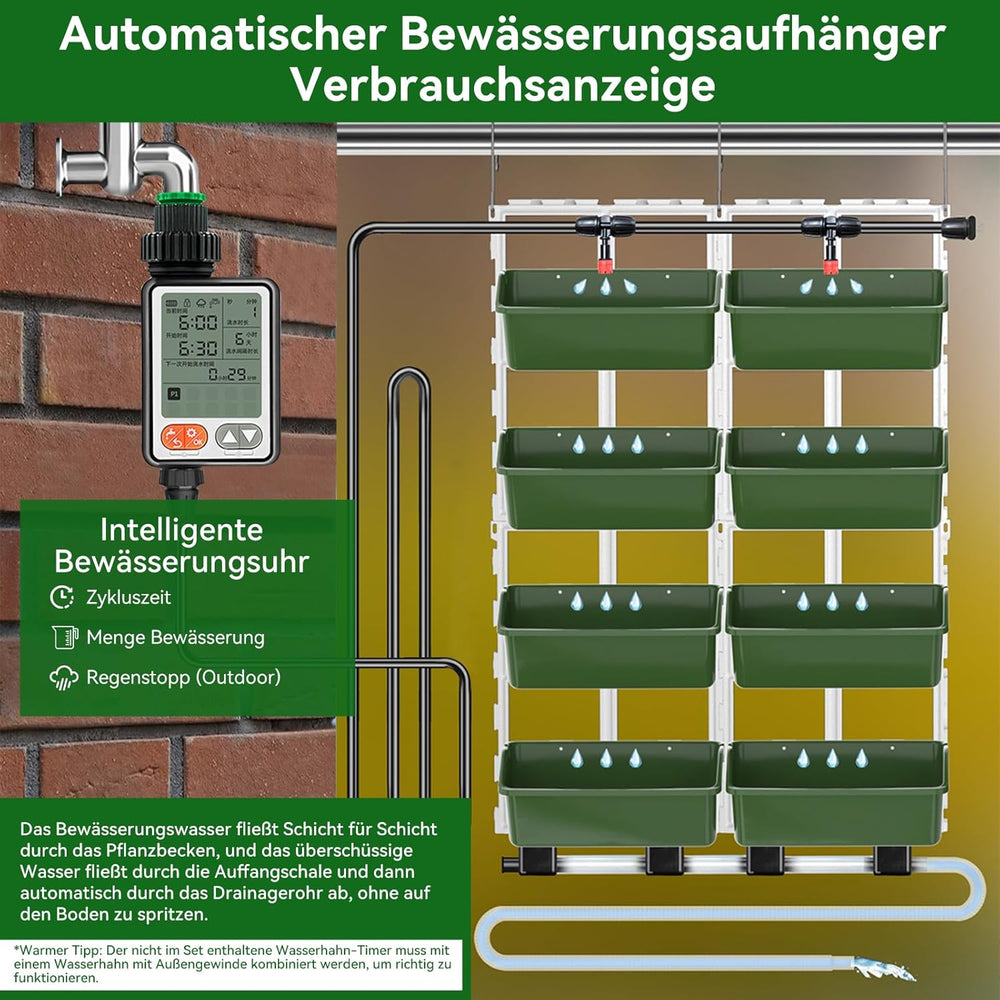 Hængende Vertikale Wand Pflanze, Vertikale Pflanzenwand Balkonbar Pflanzenwand Indendørs med Smart-Timer og Wasserpumpe Blumentopf Wand für Hof Garten Balkon Home Decoration