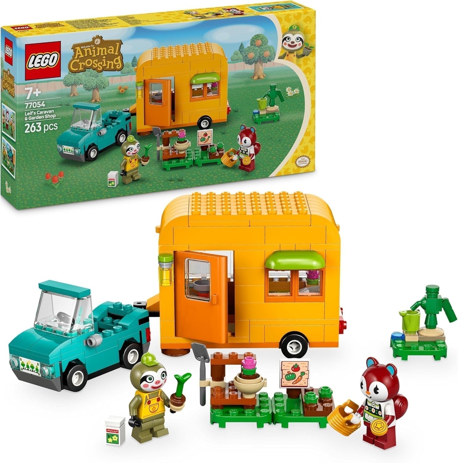 LEGO Animal Crossing Gerd's Caravan & Garden Rollespilssæt Billegetøj til børn 7 år gamle piger og drenge Gave dyrefigur videospillegetøj 77054 Byggesæt Besuche den LEGO-Store Standardtitel