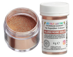Spiselig madfarve Sugarflair Luster Blush Rose Gold - Spiselig glanspulver til kager, muffins, chokolade, kager, desserter, is, drinks, cocktails og mere - 4g