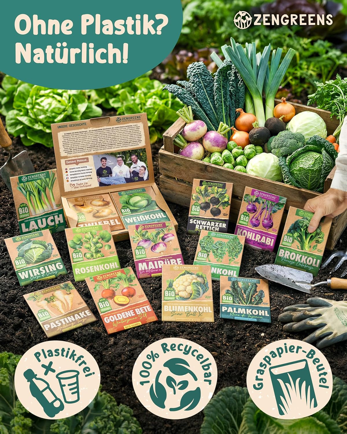 Bio Wintergemüsesamen Im 20Er Set - 20 Winter Gemüse Samen Für Den Einfachen Anbau Im Garten, Balkon Oder Hochbeet - Pflanzensamen - Saatgut