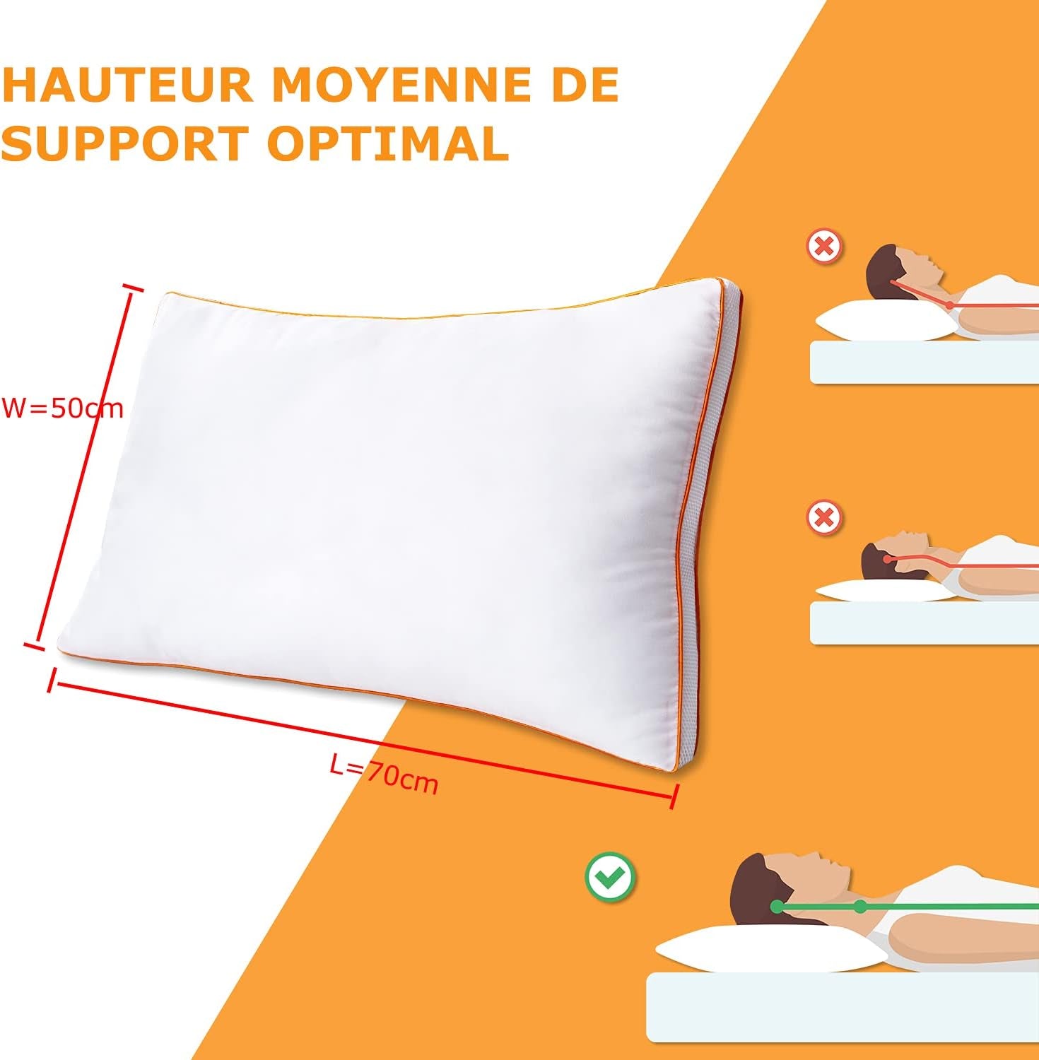Pernă Maxzzz, 50 X 70 Cm, 2 bucăți, anti-acarieni, anti- transpirație, hipoalergenică, pernă moale, 100% fibră de poliester, respirabilă, confortabilă și suport eficient Perne standard Naty Shop