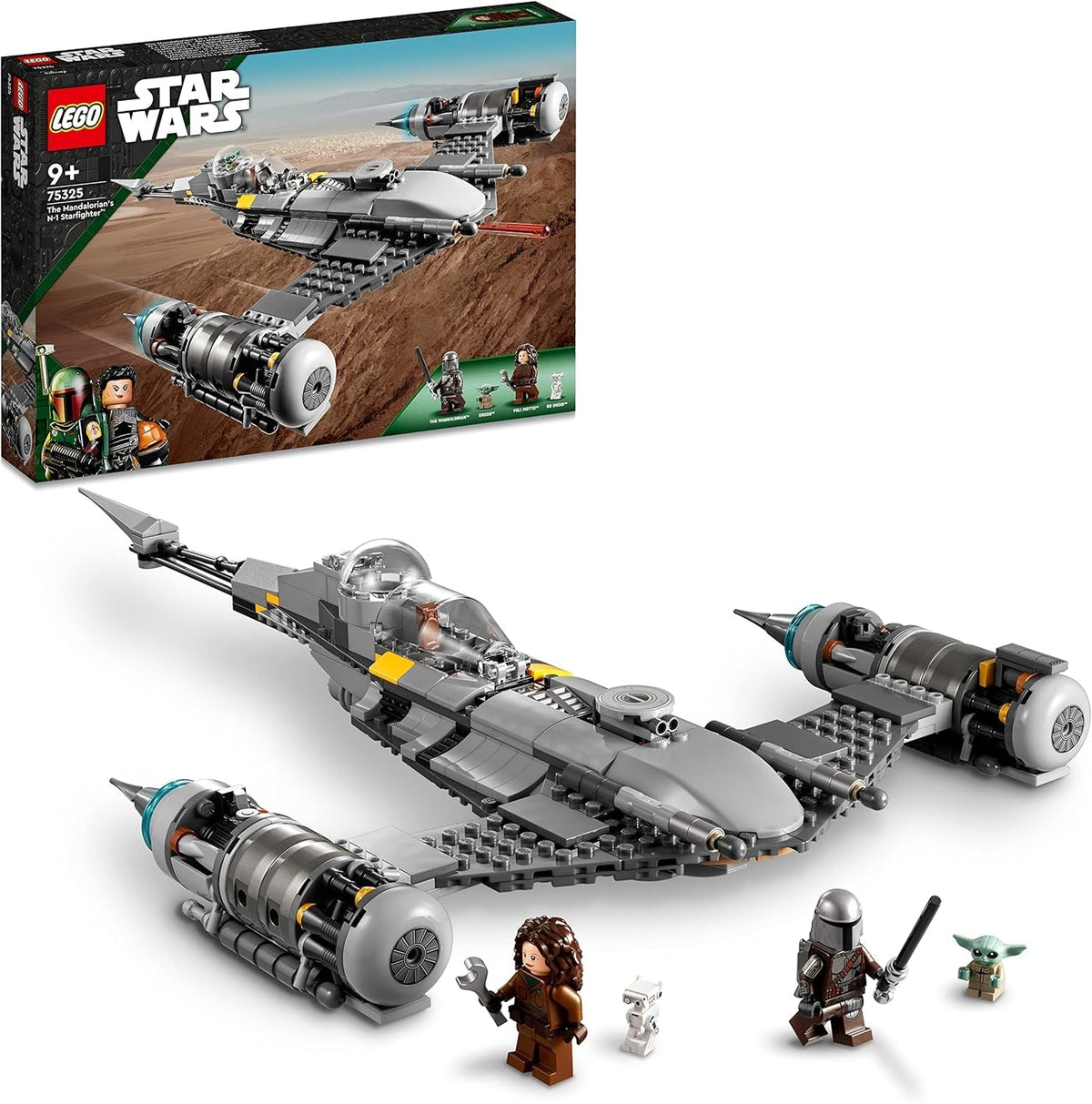 LEGO Star Wars The Mandalorian Fighter N-1 fra Boba Fetts bog Byggelegetøj med rumskib Sæt med 4 figurer inklusive Baby Yoda figur 75325 Byggesæt Besuche den LEGO-Store Single