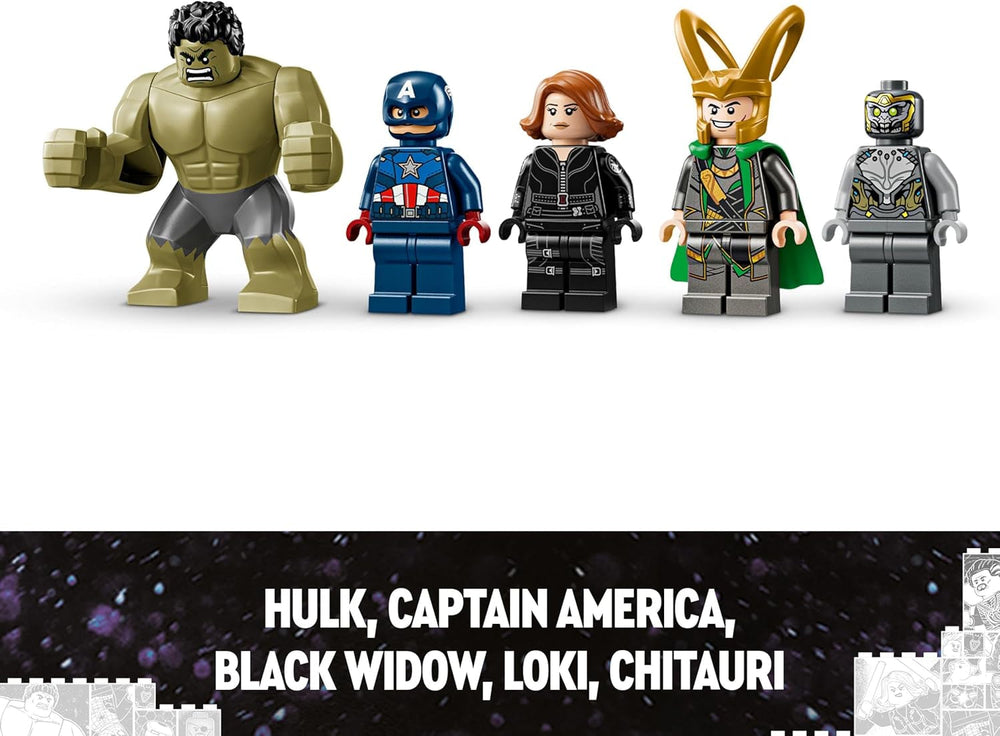 LEGO Marvel Avengers vs. Leviathan byggelegetøjssæt med Hulk og Captain America, Loki, Black Widow og Chitauri Minifigurer Avengers Legesæt til drenge og piger 7+ 76290 Byggesæt Besuche den LEGO-Store