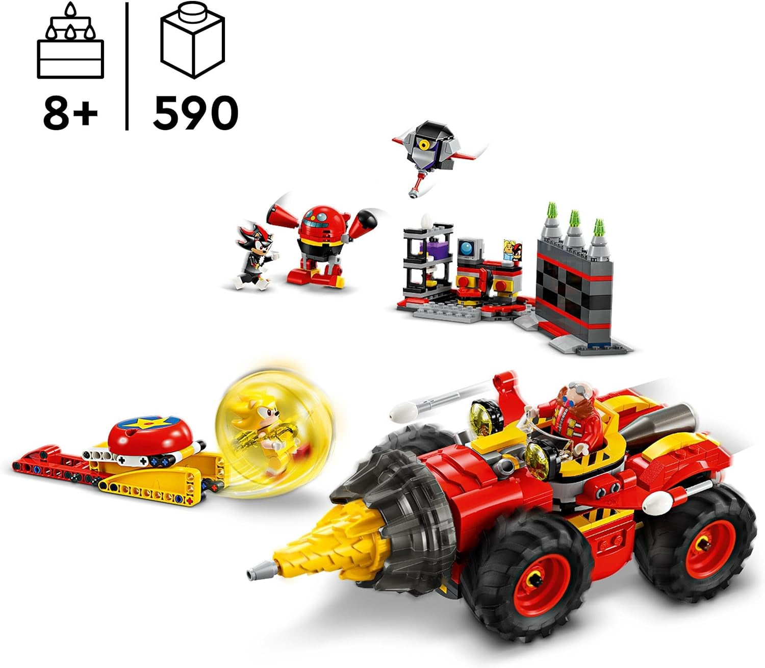 LEGO Sonic the Hedgehog Super Sonic vs. Egg Drillster Adventure Videospil Sæt Kids Gift Shadow og Dr Eggman Sæt til drenge og piger 8 år 76999 Byggesæt Besuche den LEGO-Store